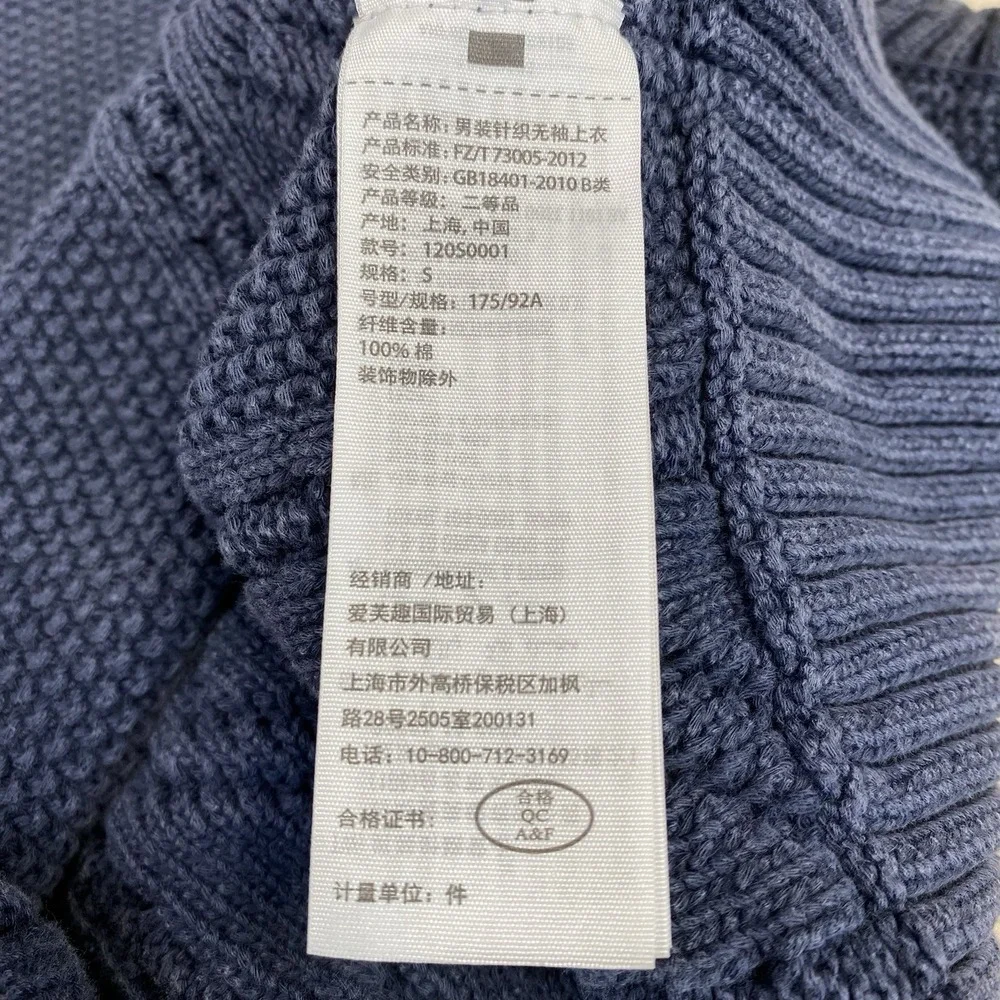Abercrombie & Fitch Womens Navy Cotton Cable Knit Sweater Vest Size S Preppy